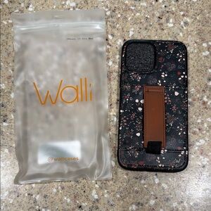 Walli Black Floral iPhone 13 Pro Max Case with Tan Strap